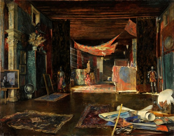 Mariano Fortuny y Madrazo, ‘The Painter’s Studio in Palazzo Pesaro Orfei’, date unknown.