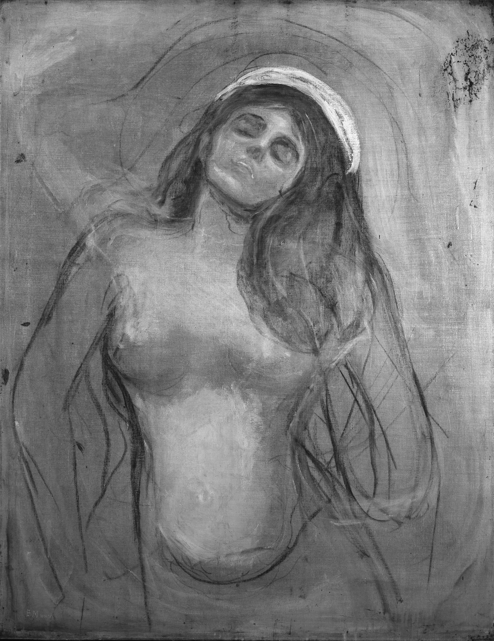 Infrared photography revealed this hidden sketch underneath Edvard Munch’s "Madonna".
