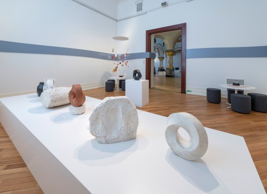 In the exhibition “Aase Texmon Rygh. Modernism for ever!” the audience could touch sculptures and make paper sculptures.