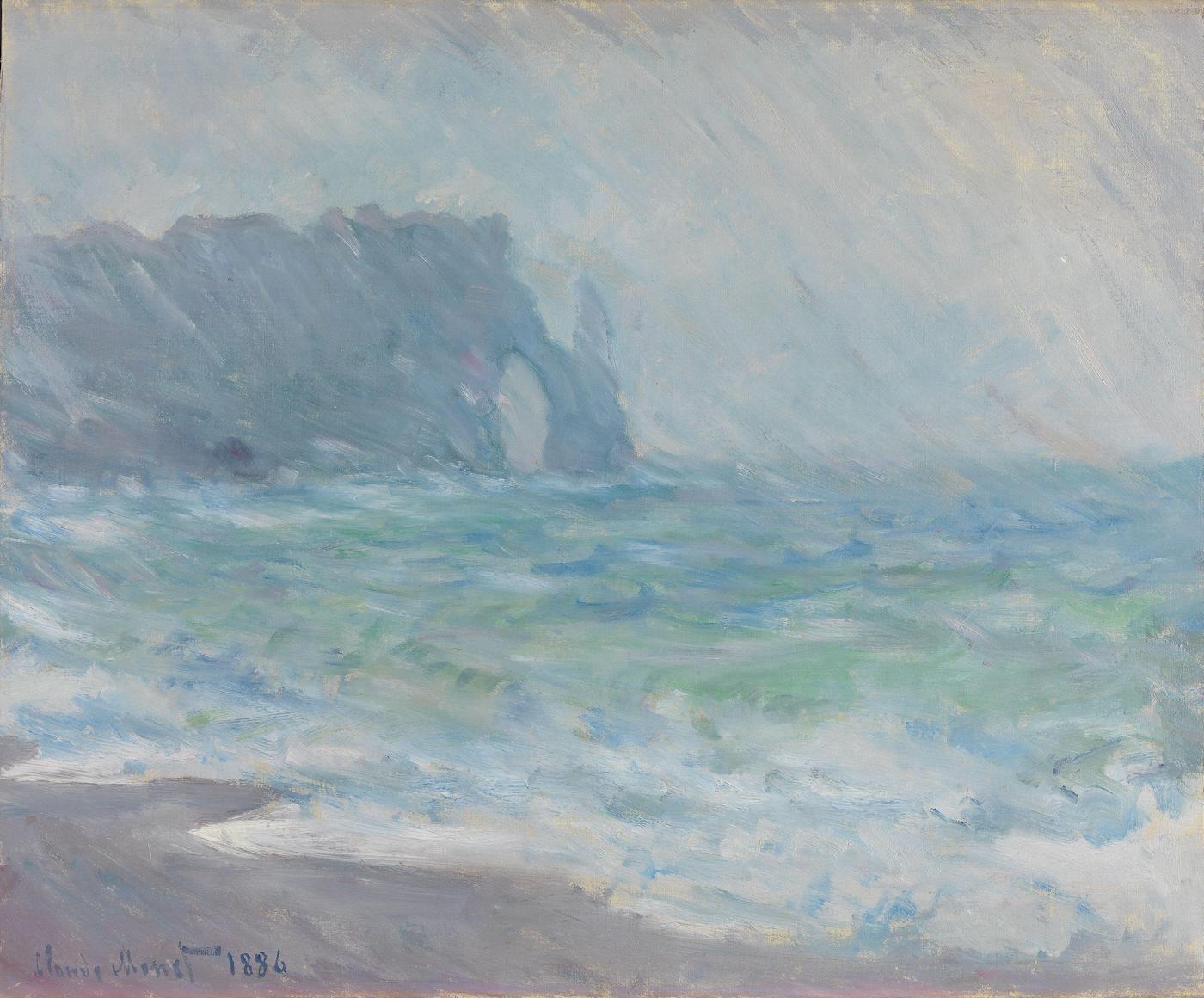 Claude Monet, "Étretat in the Rain", 1886