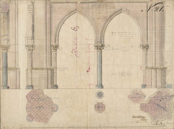 Wilhelm von Hanno: “The Arch Way in Trinity Church”, 1851. Pen, pencil, and watercolour, 530 x 720 mm.